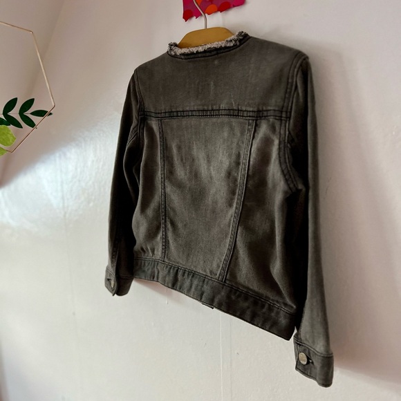 GAP 1969 Kids XS denim jacket grey/black distressed 7/8 buttons fall back2school - Picture 12 of 14